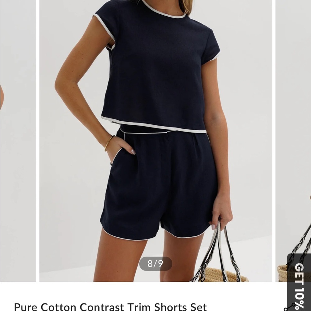 Commense Navy Contrast Trim Shorts Set